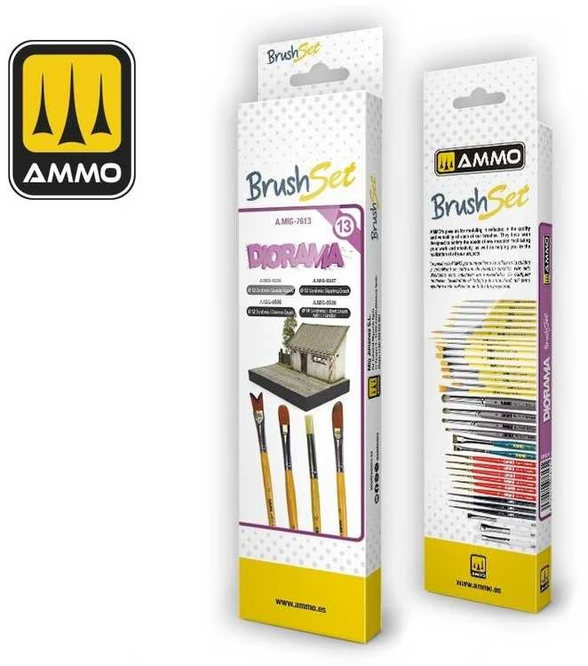AMMO by MIG Jimenez AMMO MIG dioramų sintetinių teptukų rinkinys, 4 vnt., 7613