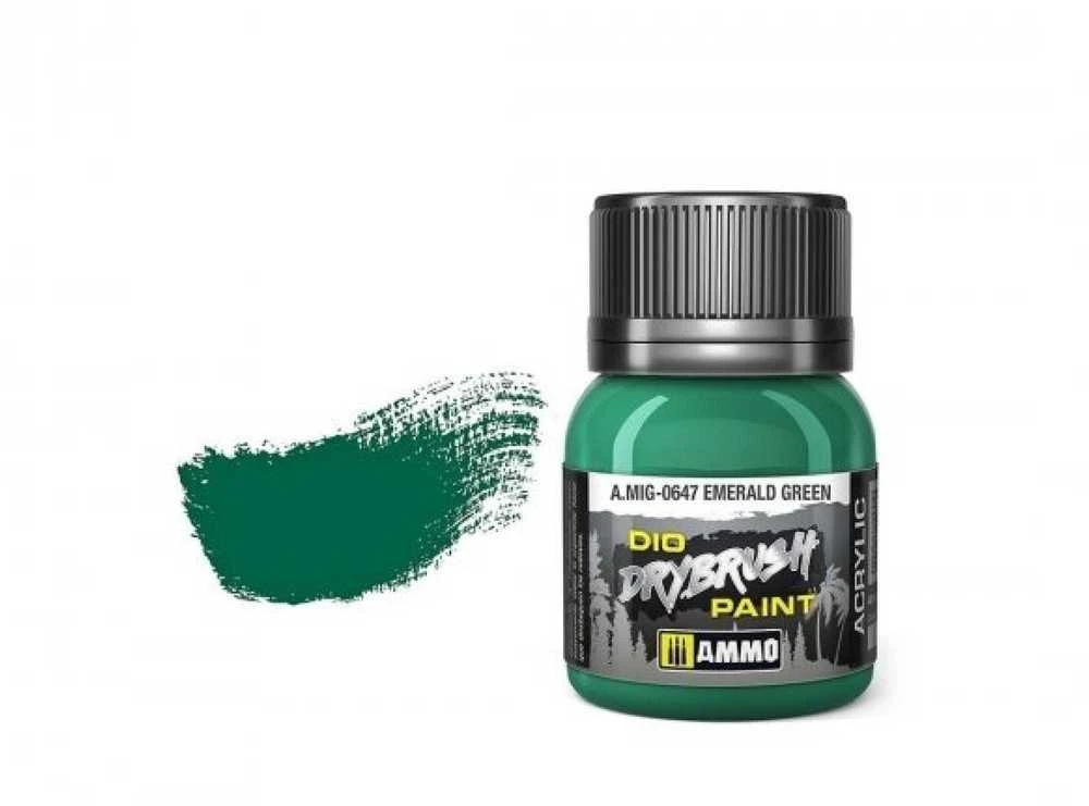 AMMO by MIG Jimenez AMMO MIG DRYBRUSH sendinimo dažai Emerald Žalias 40 ml (0647)