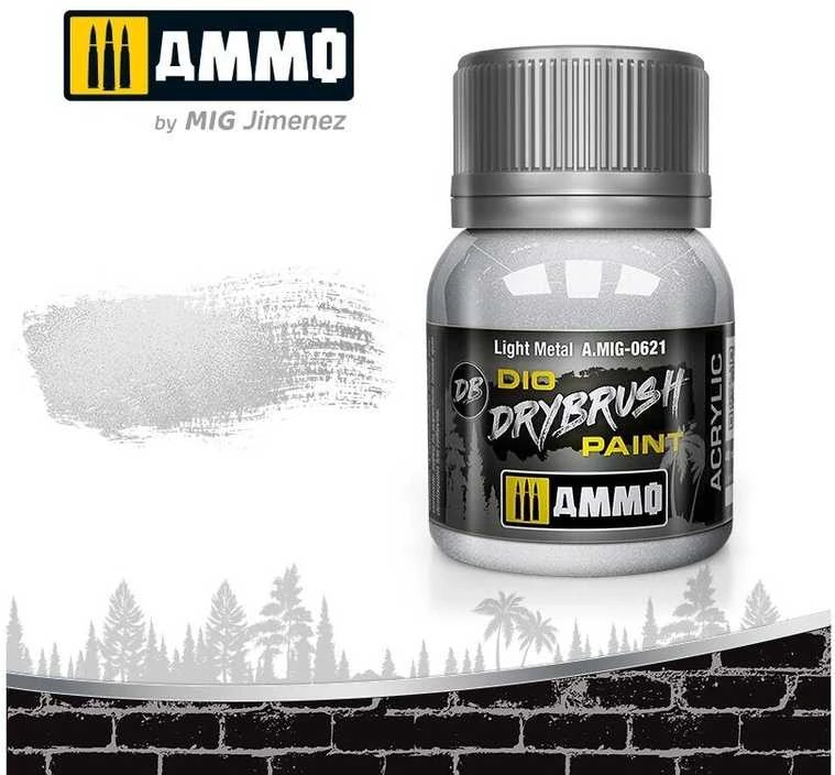 AMMO by MIG Jimenez AMMO MIG DRYBRUSH sendinimo dažai Šviesus metalas 40 ml (0621)