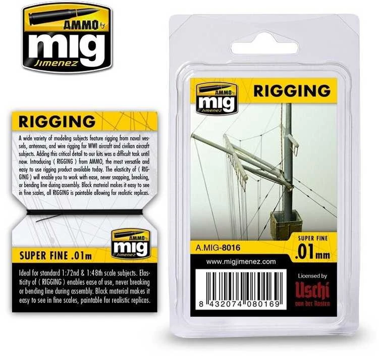 AMMO by MIG Jimenez AMMO MIG elastingas takelažo siūlas 0,01 mm SUPER FINE, 2 m