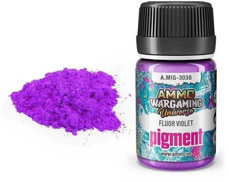 AMMO by MIG Jimenez AMMO MIG Fluor Violet pigmentas 35 ml (3038) – stalo žaidimų miniatiūroms