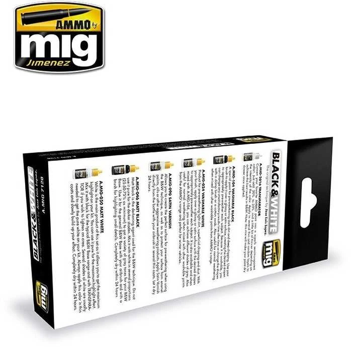 AMMO by MIG Jimenez AMMO MIG Juodas & Baltas technikos akrilinių dažų sendinimo rinkinys 7128