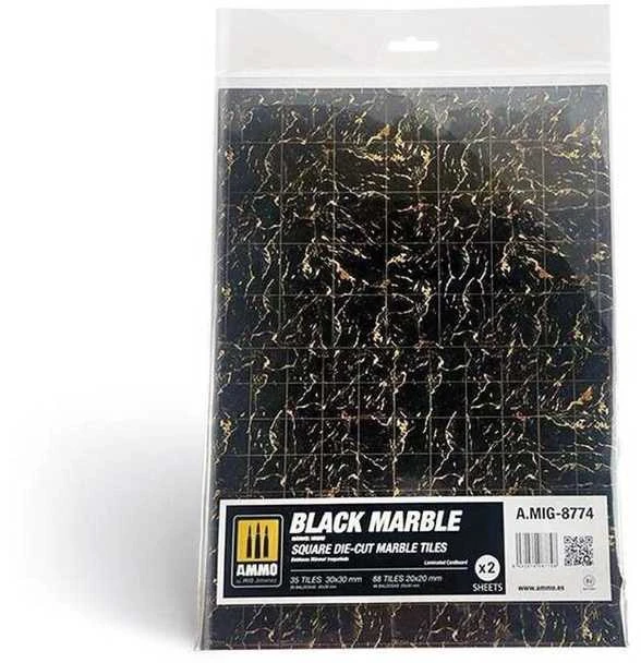 AMMO by MIG Jimenez AMMO MIG juodo marmuro kvadratinės plytelės, 2 blizgūs lakštai (8774)