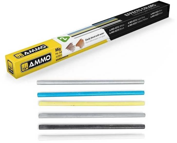 AMMO by MIG Jimenez AMMO MIG LOCK N LOAD akvareliniai sendinimo pieštukai, 6 vnt., modeliams