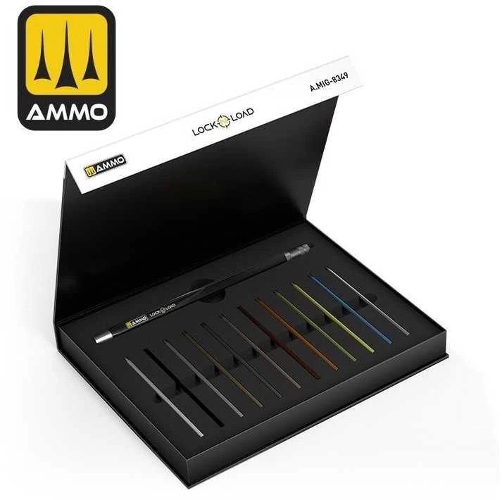 AMMO by MIG Jimenez AMMO MIG LOCK ‘N LOAD sendinimo pieštukų rinkinys, 13 spalvų