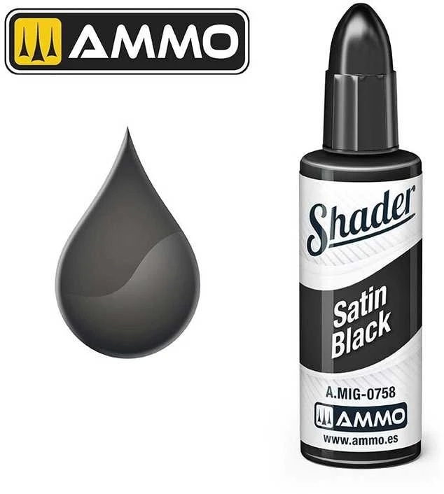 AMMO by MIG Jimenez AMMO MIG Matinis SHADER Satin Juodas 10 ml – matinis juodas dažas 0758