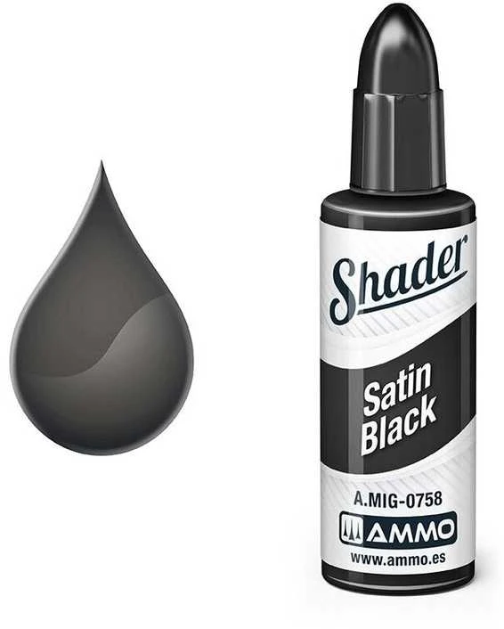 AMMO by MIG Jimenez AMMO MIG Matinis SHADER Satin Juodas 10 ml – matinis juodas dažas 0758
