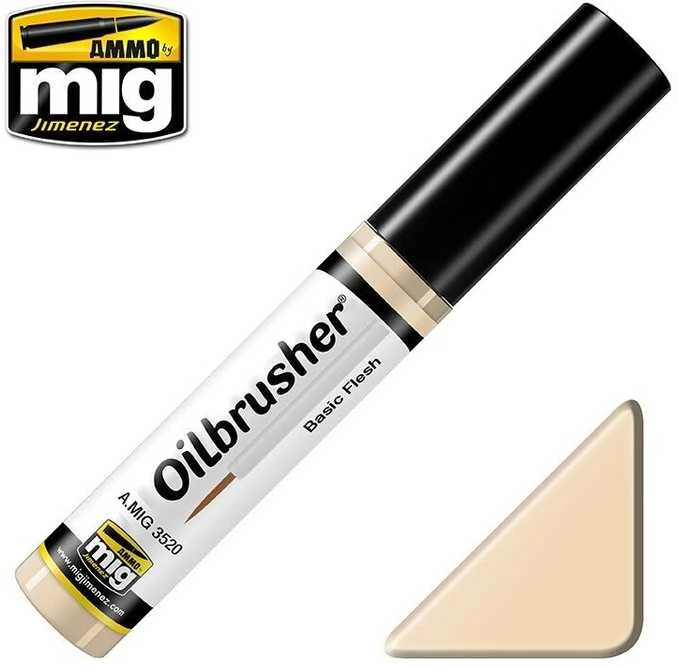 AMMO by MIG Jimenez AMMO MIG Oilbrusher 3520 BASIC FLESH – aliejiniai dažai su teptuku sendinimui