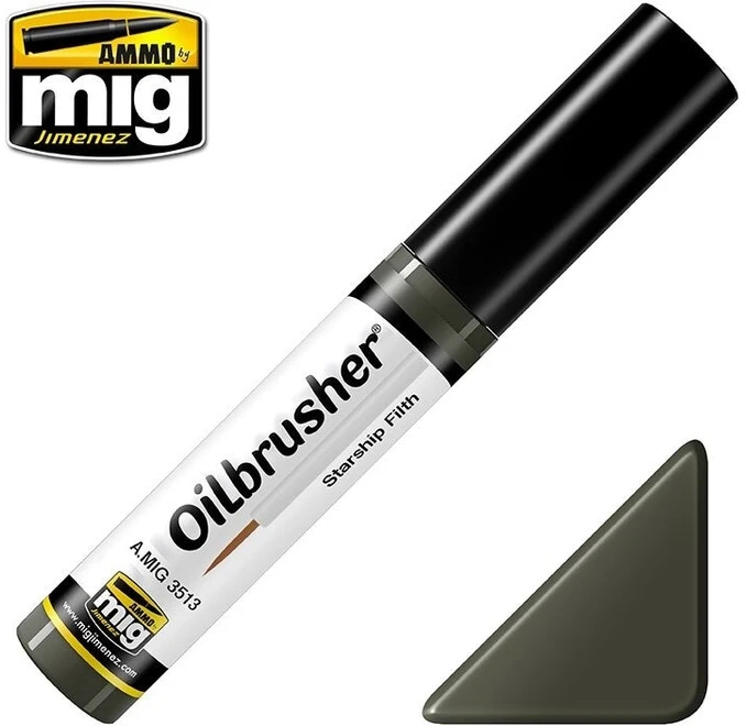 AMMO by MIG Jimenez AMMO MIG Oilbrusher aliejiniai dažai su teptuku – Starship Filth sendinimui