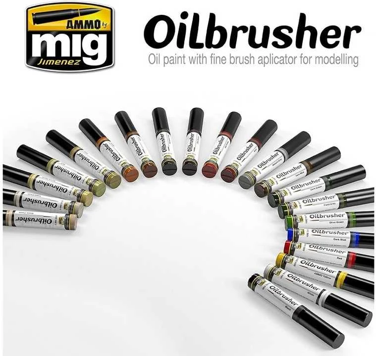 AMMO by MIG Jimenez AMMO MIG Oilbrusher Plienas 3536 – aliejiniai sendinimo dažai su teptuku