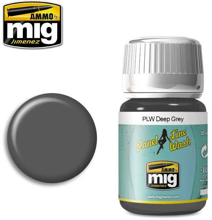 AMMO by MIG Jimenez AMMO MIG PANEL LINE WASH tamsiai pilkas sendinimo skystis 35 ml