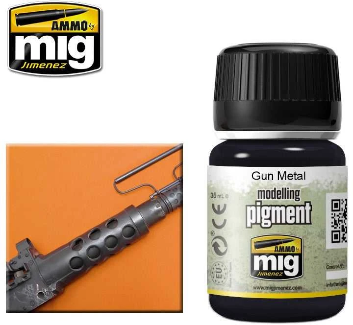 AMMO by MIG Jimenez AMMO MIG Pigmentas Gun Metal – poliruoto metalo efektas, 35 ml (3009)