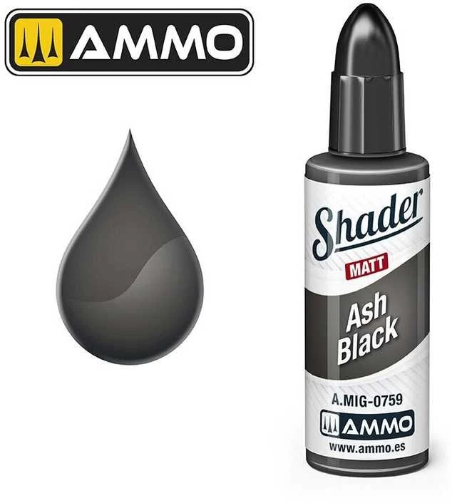 AMMO by MIG Jimenez AMMO MIG Shader matiniai dažai Ash Juodas, 10 ml (A.MIG-0759)