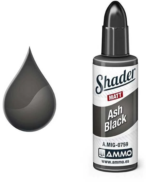 AMMO by MIG Jimenez AMMO MIG Shader matiniai dažai Ash Juodas, 10 ml (A.MIG-0759)