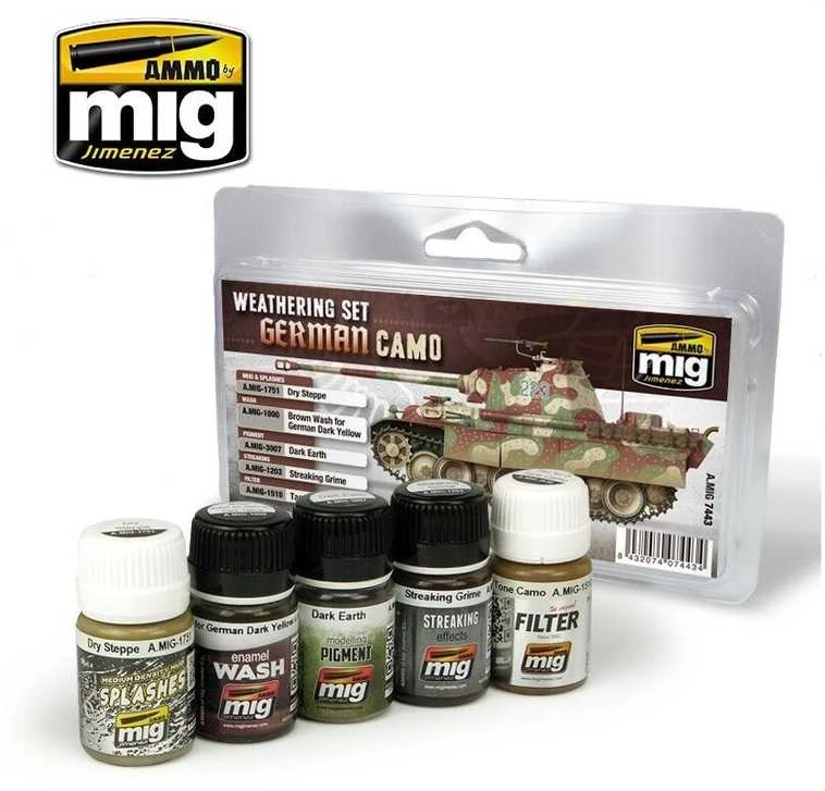 AMMO by MIG Jimenez AMMO MIG vokiečių kamufliažo sendinimo rinkinys, 5 dalių (7443)