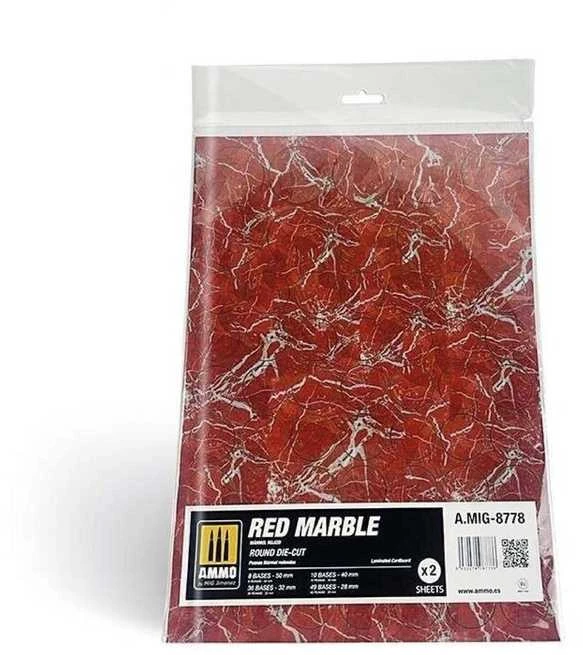 AMMO by MIG Jimenez AMMO Raudona Marble apvalūs marmuro išpjovimai wargame bazėms 28–50 mm, 8778