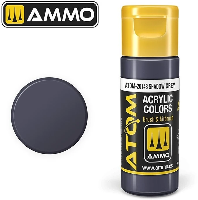 AMMO by MIG Jimenez ATOM akriliniai dažai modeliams Shadow Pilkas 20 ml – teptukui ir aerografui