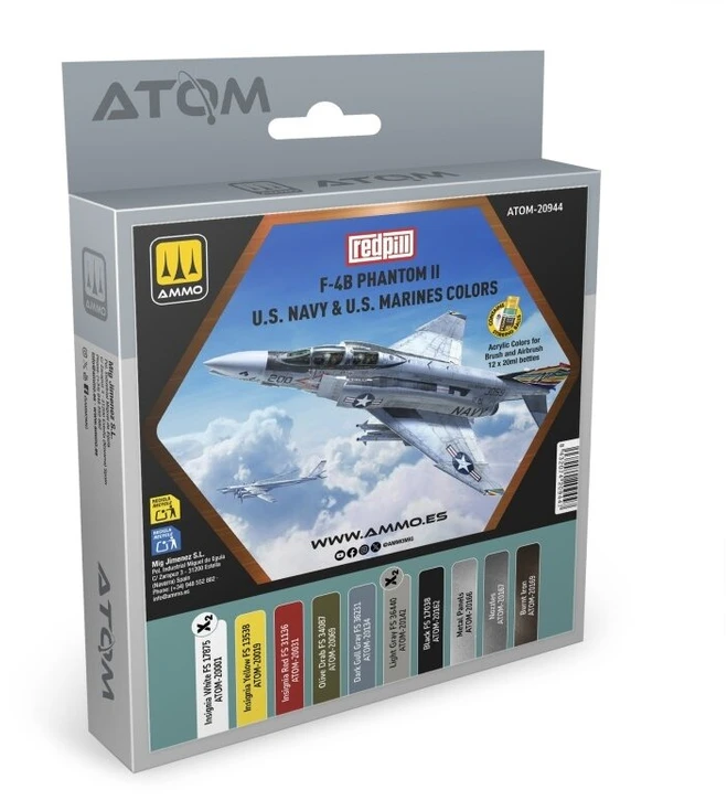 AMMO by MIG Jimenez ATOM akrilinių dažų rinkinys F-4B Phantom II US Navy/USMC (10 sp.)