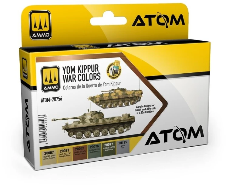 AMMO by MIG Jimenez ATOM akrilinių dažų rinkinys 6 vnt. Jom Kipuro karo kamufliažui