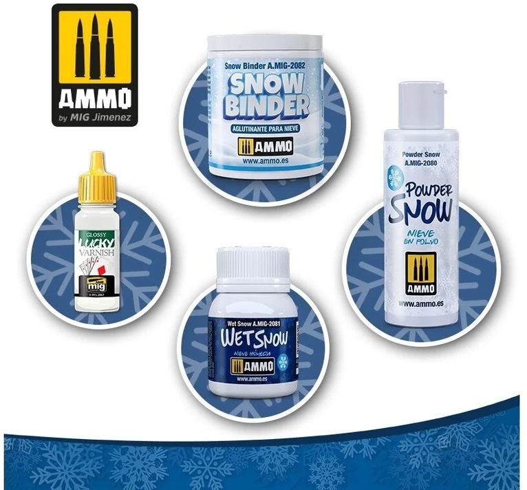 AMMO by MIG Jimenez „Winterizer“ sniego efektų rinkinys dioramoms ir modeliams – purus, šlapias sniegas