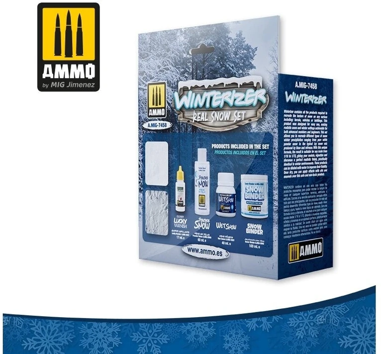 AMMO by MIG Jimenez „Winterizer“ sniego efektų rinkinys dioramoms ir modeliams – purus, šlapias sniegas