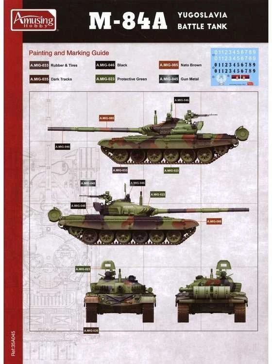 Amusing Hobby M-84A Jugoslavijos tankas 1/35 plastikinis surenkamas modelis