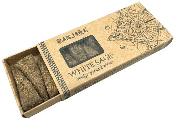 Ancient Wisdom Piramidiniai kūginiai smilkalai Baltas sage, Banjara, 40g