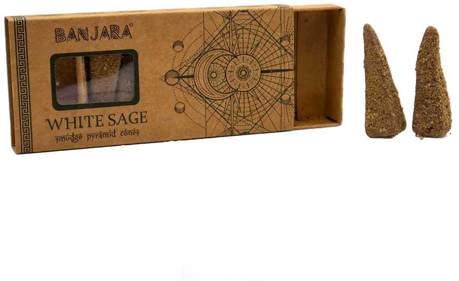 Ancient Wisdom Piramidiniai kūginiai smilkalai Baltas sage, Banjara, 40g