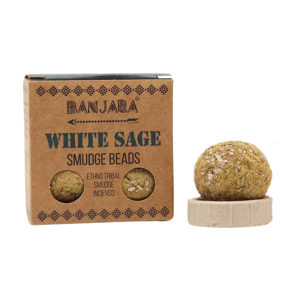 Ancient Wisdom Banjara smilkalų karoliukai Baltoji šalavija – valymui ir meditacijai