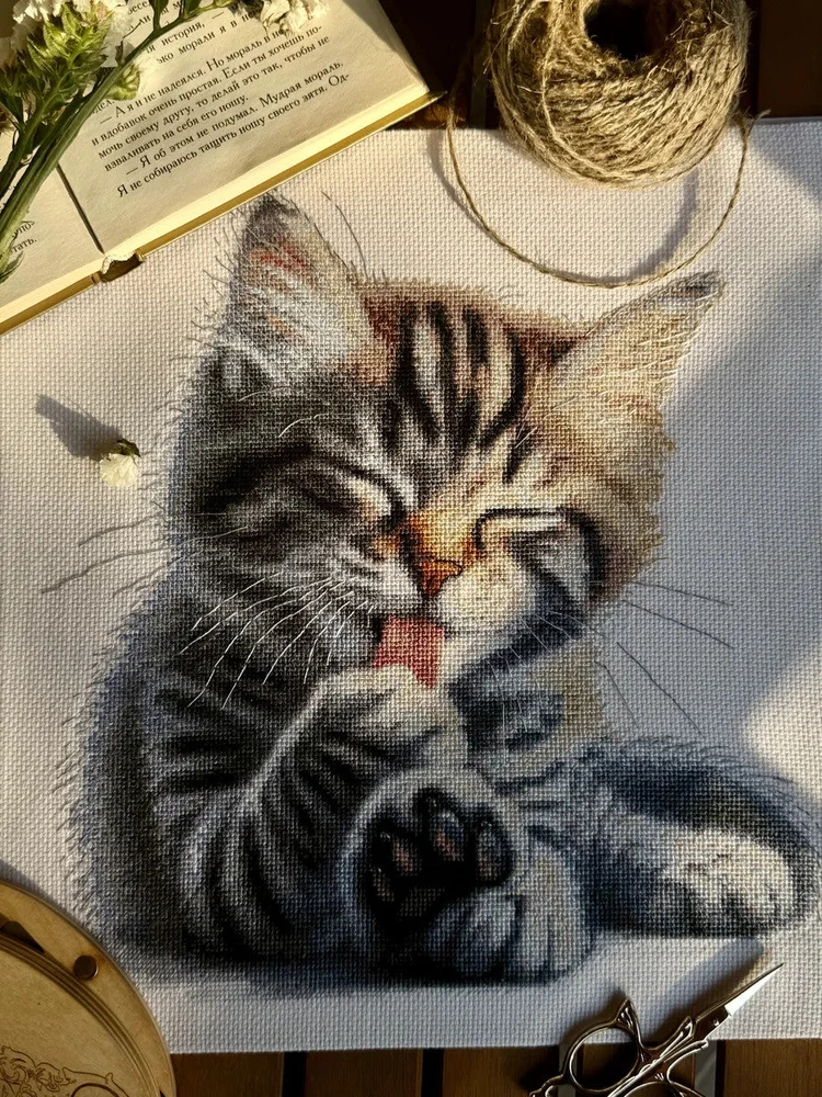 Andriana Kryželiu siuvinėjimo rinkinys „Minkštos letenėlės“ 27×27,5 cm, Aida 16 ct
