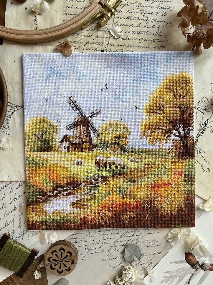 Andriana Beldizart Kryželio siuvinėjimo rinkinys "Prie seno malūno" 19x19 cm SANU-09