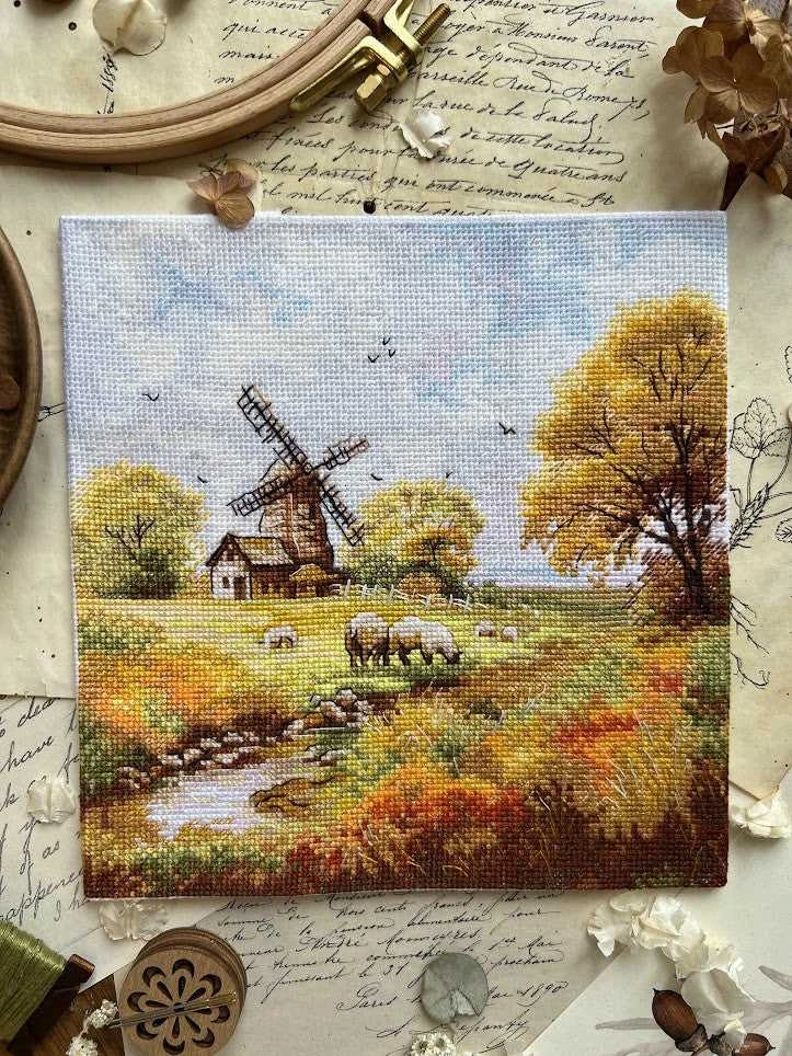 Andriana Beldizart Kryželio siuvinėjimo rinkinys "Prie seno malūno" 19x19 cm SANU-09