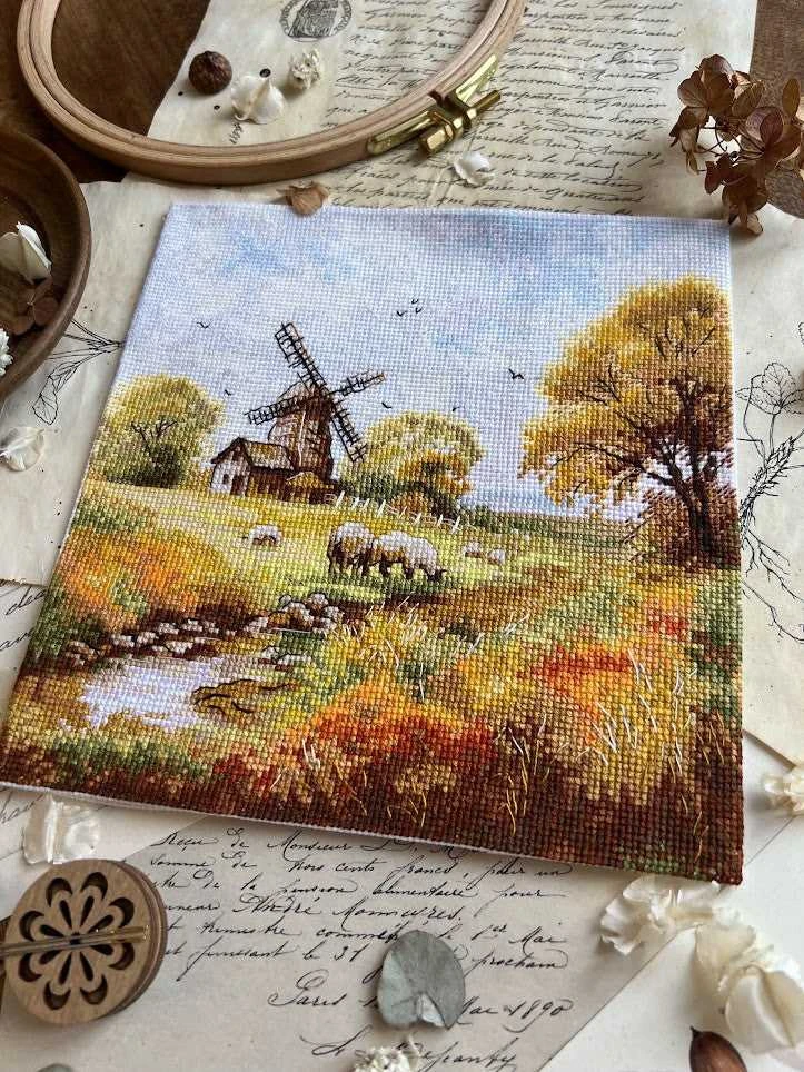 Andriana Beldizart Kryželio siuvinėjimo rinkinys "Prie seno malūno" 19x19 cm SANU-09