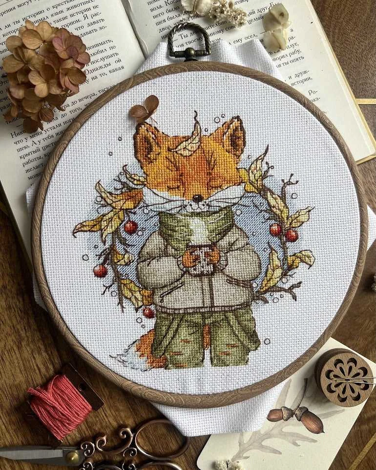 Andriana Beldizart Kryželio siuvinėjimo rinkinys "Rudens kava" 15x16,5 cm SANO-33