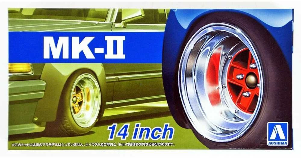 Aoshima felgės MK-II (4H) 14”, 1/24 mastelis – ratų komplektas