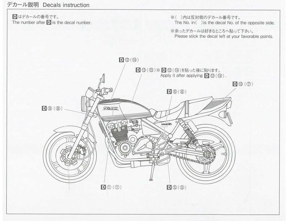 Aoshima Kawasaki Zephyr ZR400C '02 1:12 plastikinis surinkimo rinkinys