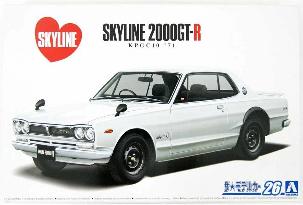 Aoshima Nissan Skyline 2000 GT-R KPGC10 '71 1/24 plastikinis modelis