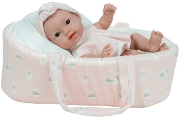 Arias lėlė kūdikėlis su rožine nešykle 26 cm