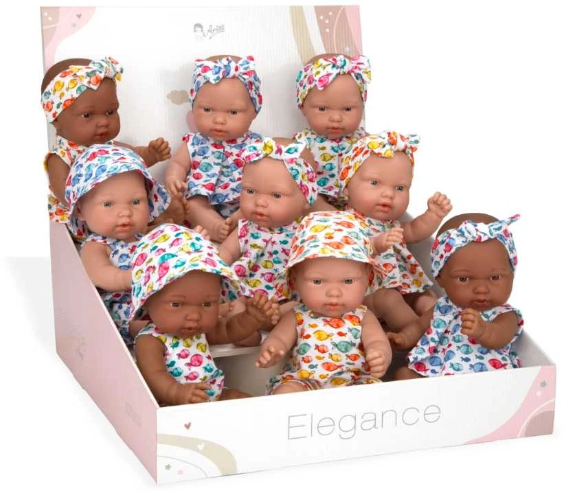 Munecas Arias Lėlytės su rūbeliais žuvyčių raštais, 24 cm