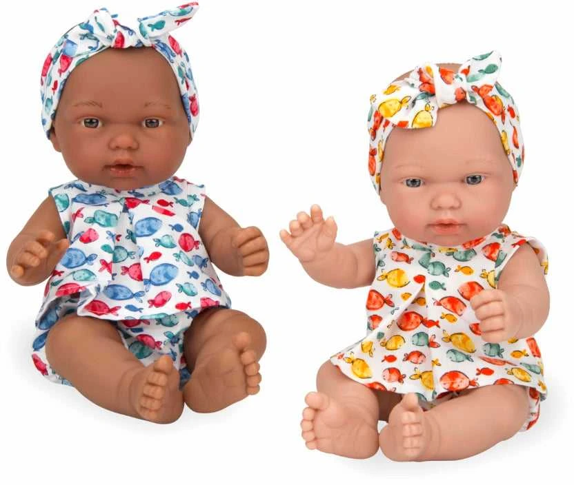 Munecas Arias Lėlytės su rūbeliais žuvyčių raštais, 24 cm