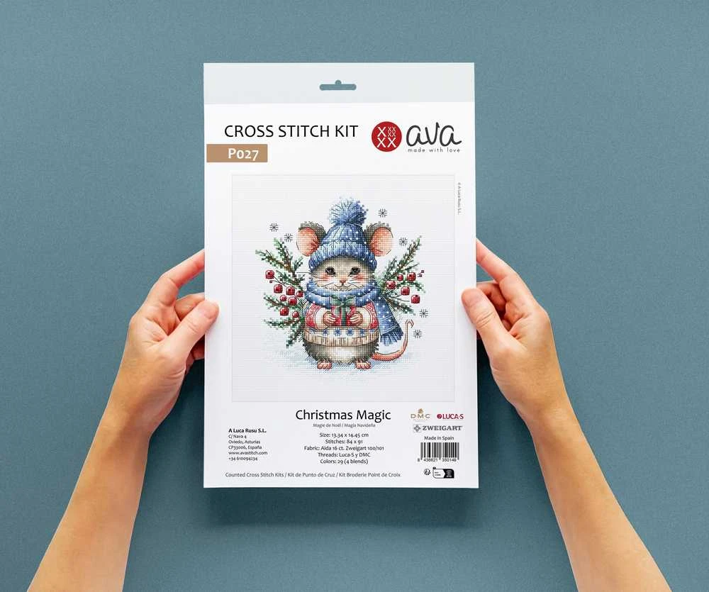 Ava Stitch Kalėdinė magija – kryželiu siuvinėjimo rinkinys AVA-P027