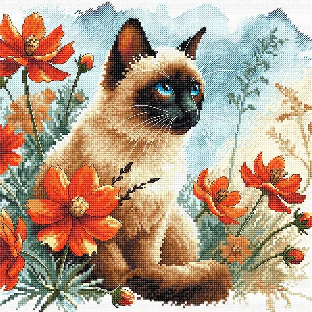 Ava Stitch Kryželiu siuvinėjimo rinkinys „Katės sodas“ 24x24 cm AVA-P172