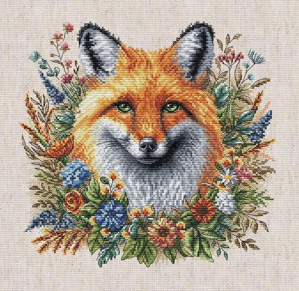 Ava Stitch Kryželiu siuvinėjimo rinkinys „Lapė tarp gėlių“ AVA-P123