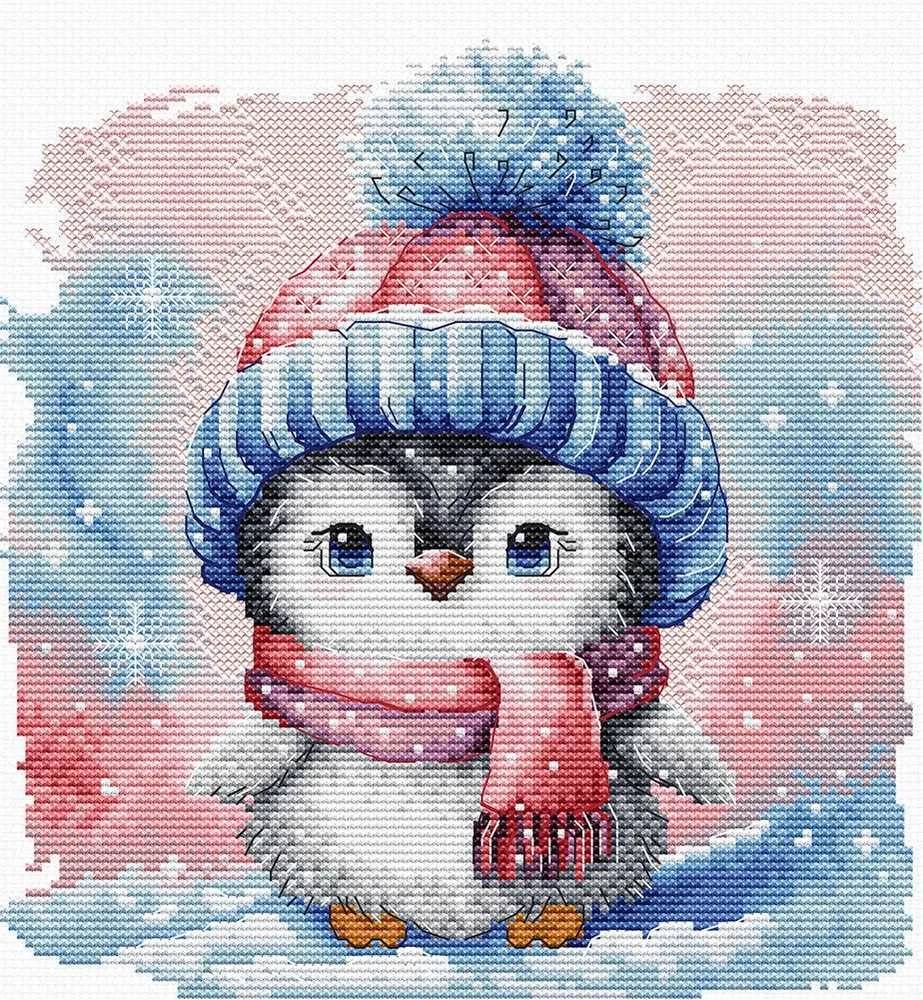 Ava Stitch Kryželiu siuvinėjimo rinkinys „Šalčio pingvino draugas“ 17,3x18,1 cm