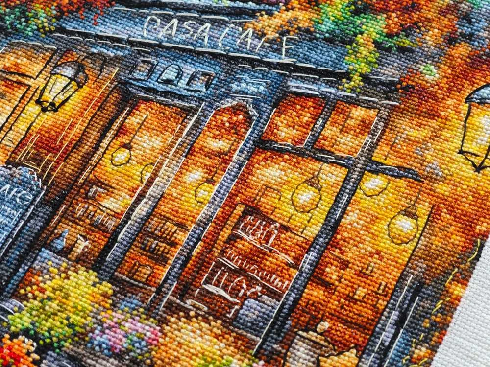 Ava Stitch Rudens kava – kryželiu siuvinėjimo rinkinys, 29x29 cm, Aida 16