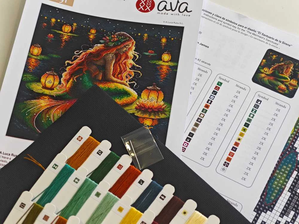 Ava Stitch Siuvinėjimo kryželiu rinkinys „Undinės užutėkis“ 28,6x28,6 cm AVA-P091
