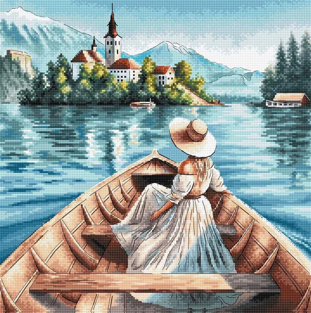 Ava Stitch Siuvinėjimo kryželiu rinkinys „Bledo ežero dama“ 29×29 cm