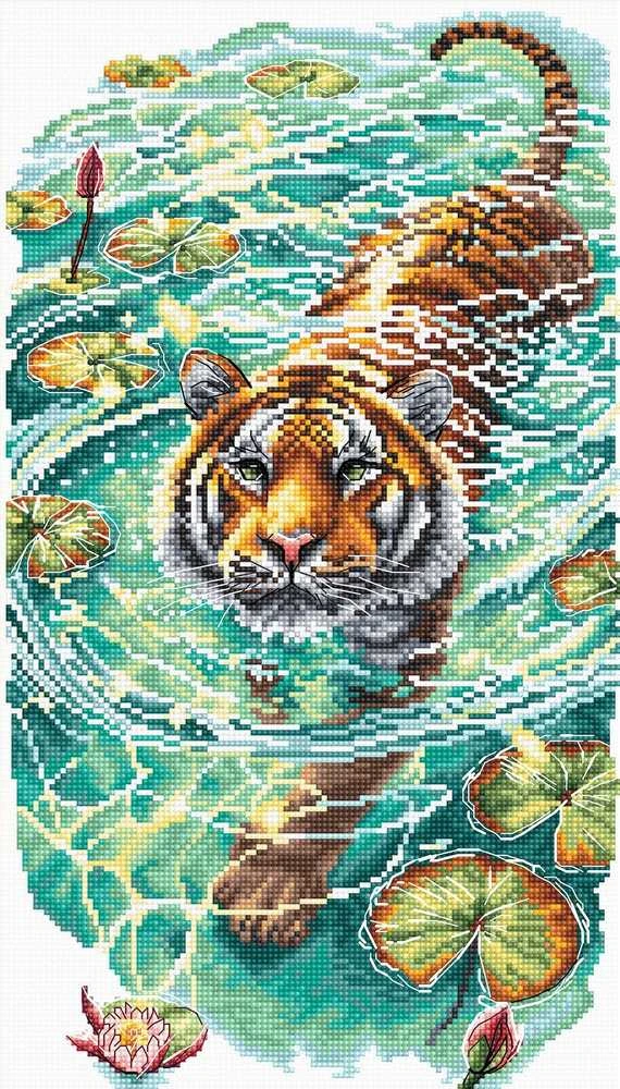 Ava Stitch Siuvinėjimo kryželiu rinkinys Tigras turkio loto tvenkinyje AVA-P014