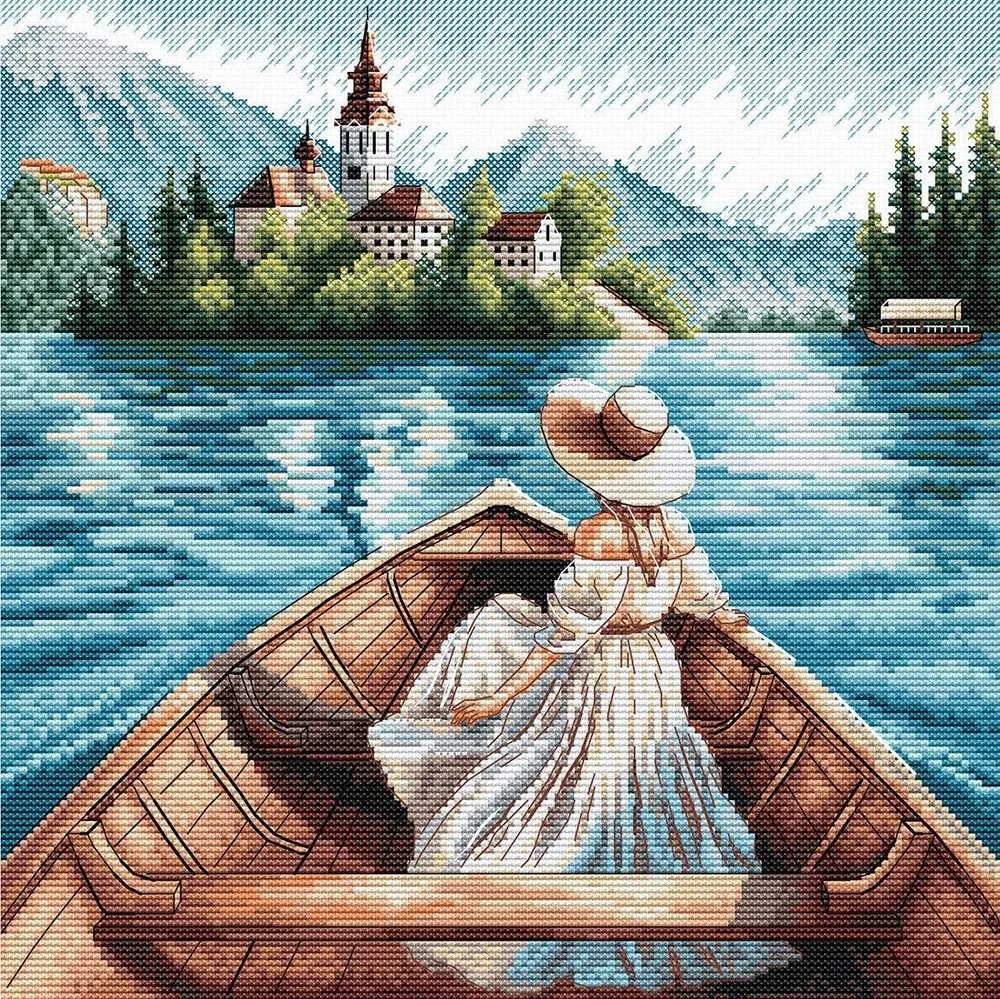 Ava Stitch Siuvinėjimo kryželiu rinkinys „Bledo sala“ 21×21 cm