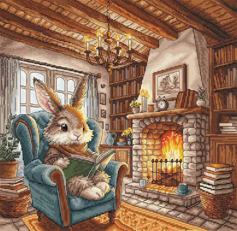 Ava Stitch Siuvinėjimo kryželiu rinkinys „Popietė skaitant“ 31x30 cm AVA-P195